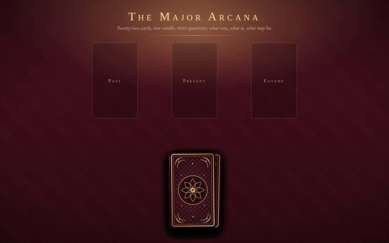 The Major Arcana — Three-Card Tarot Spread screenshot