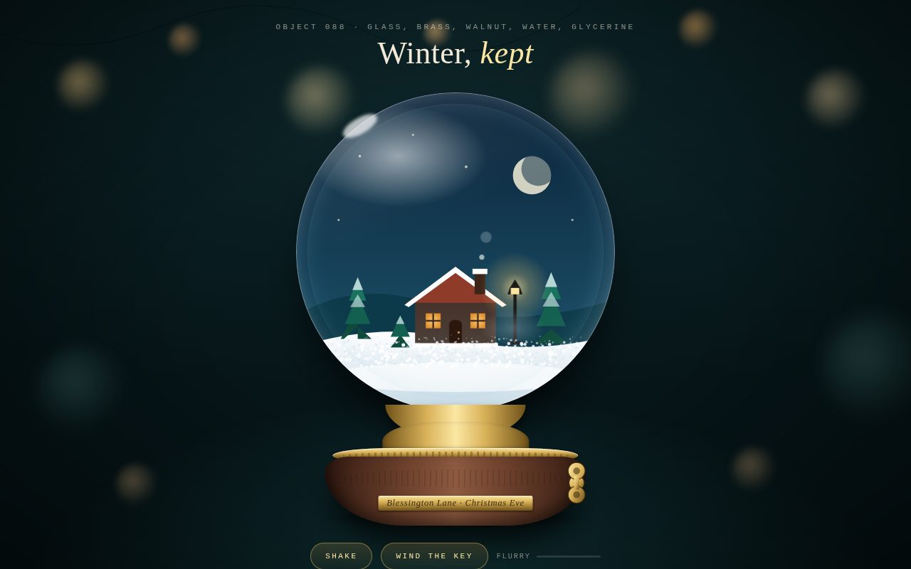 Winter, Kept — Interactive Snow Globe screenshot