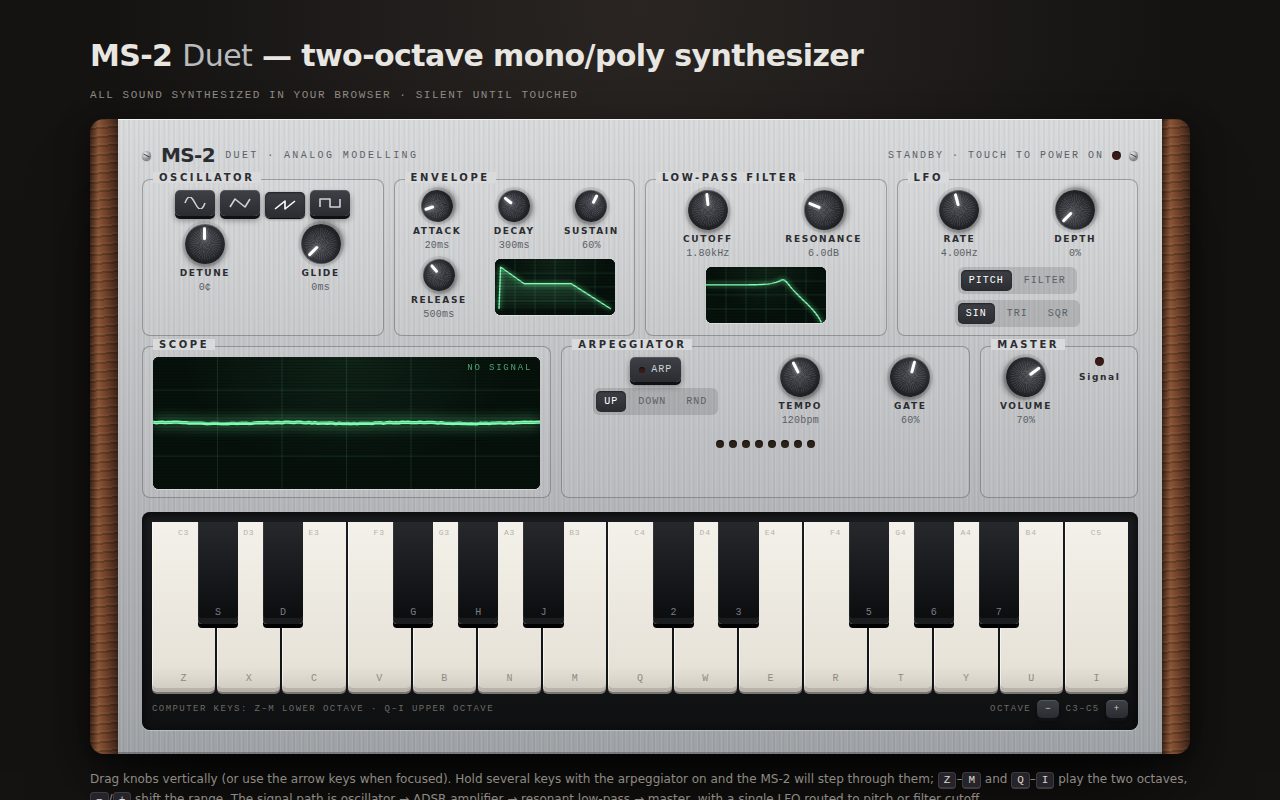 MS-2 Duet — Mini Analog-Style Synthesizer screenshot