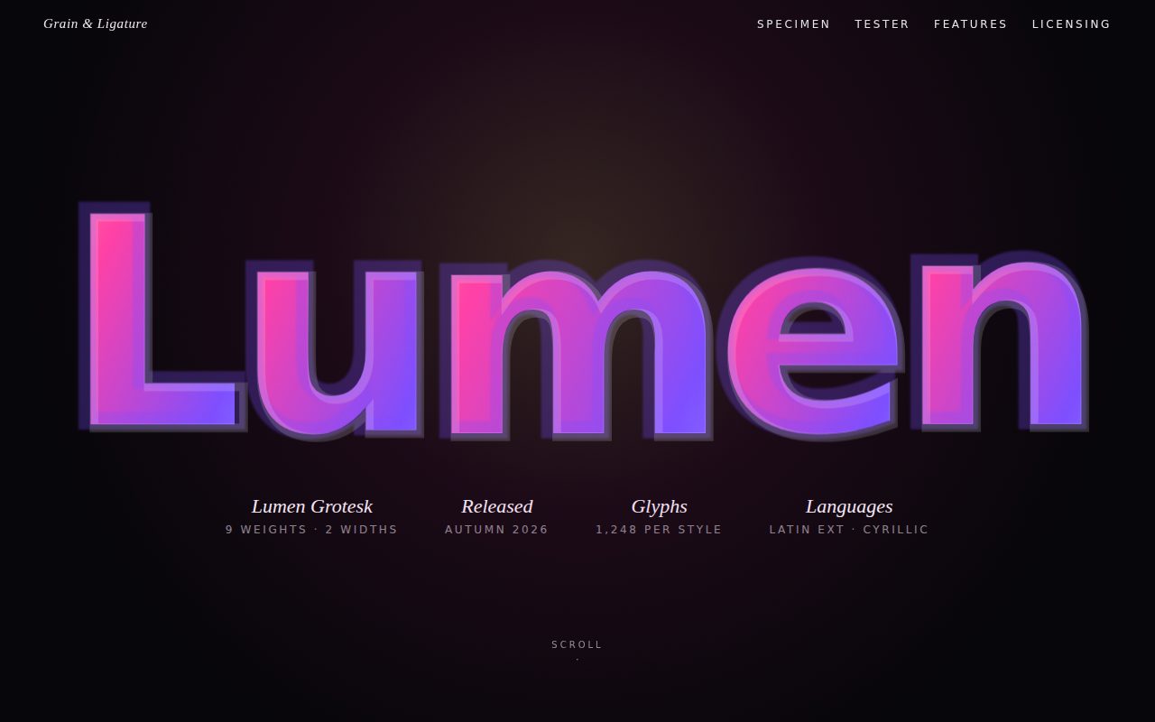 Grain & Ligature — Gradient Type Foundry Hero screenshot