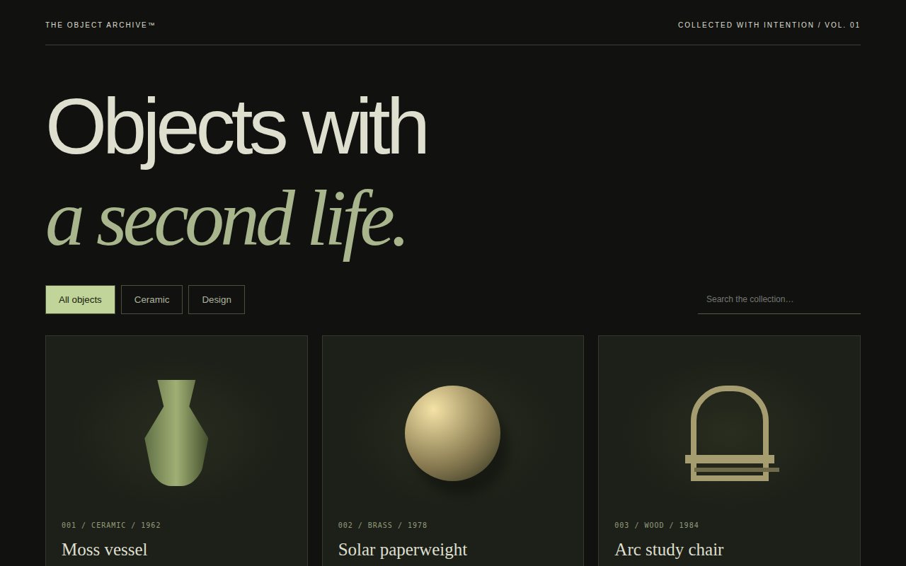 The Object Archive — screenshot