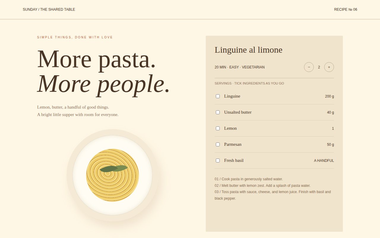 Sunday / Pasta for Everyone — screenshot