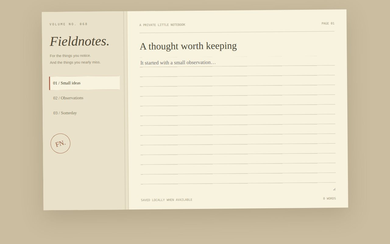 Fieldnotes / A Place for Small Ideas — screenshot