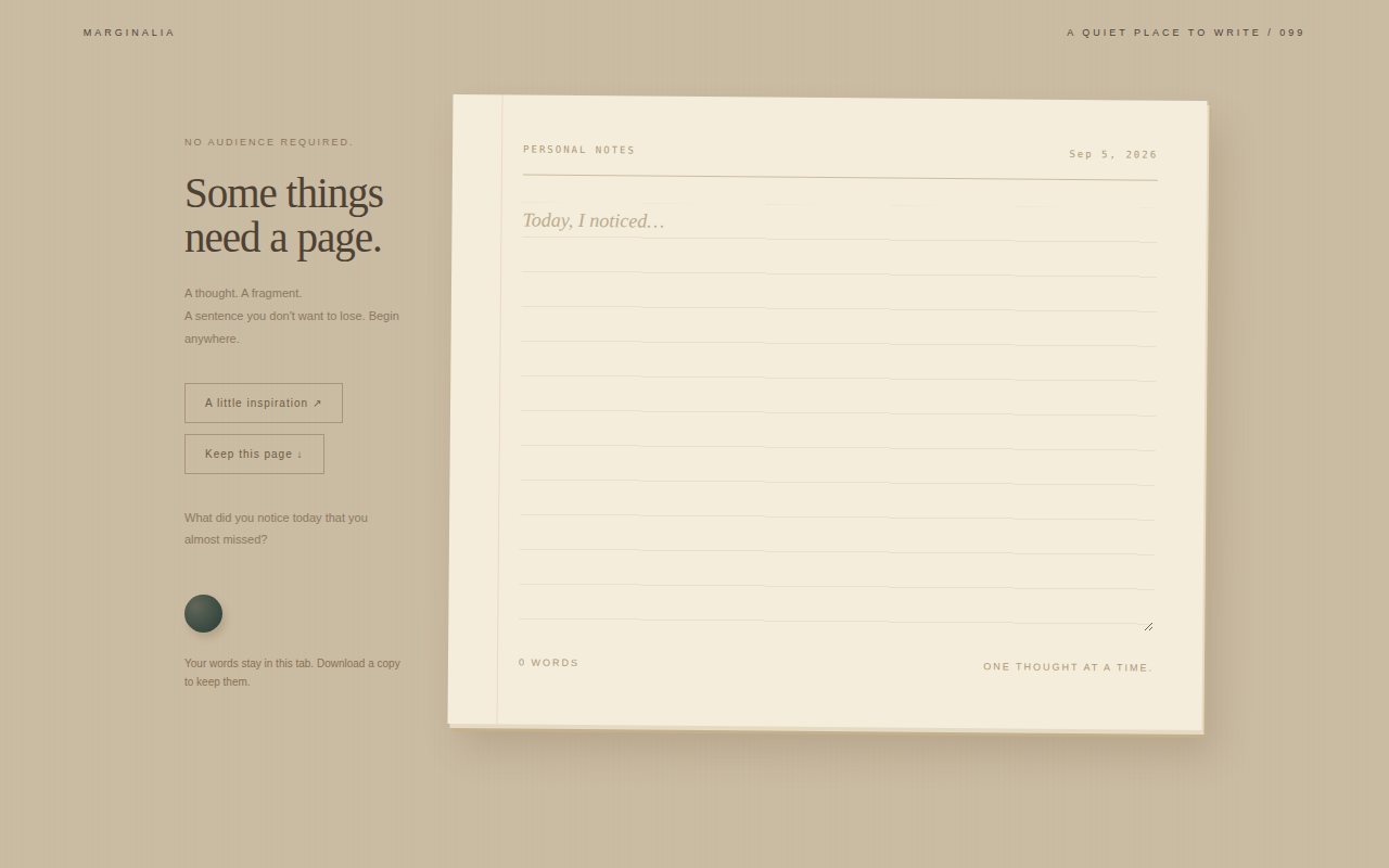 Marginalia — A page for your thoughts — screenshot