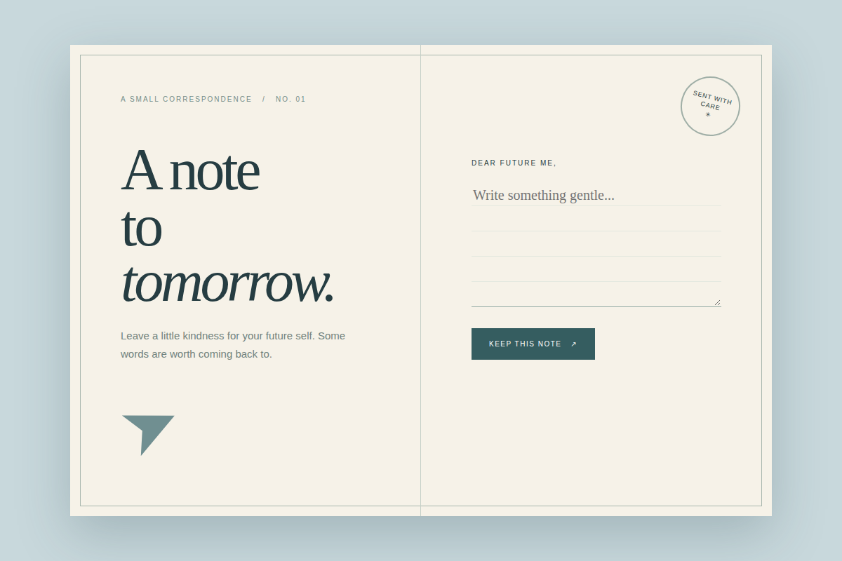Screenshot of A Note to Tomorrow
