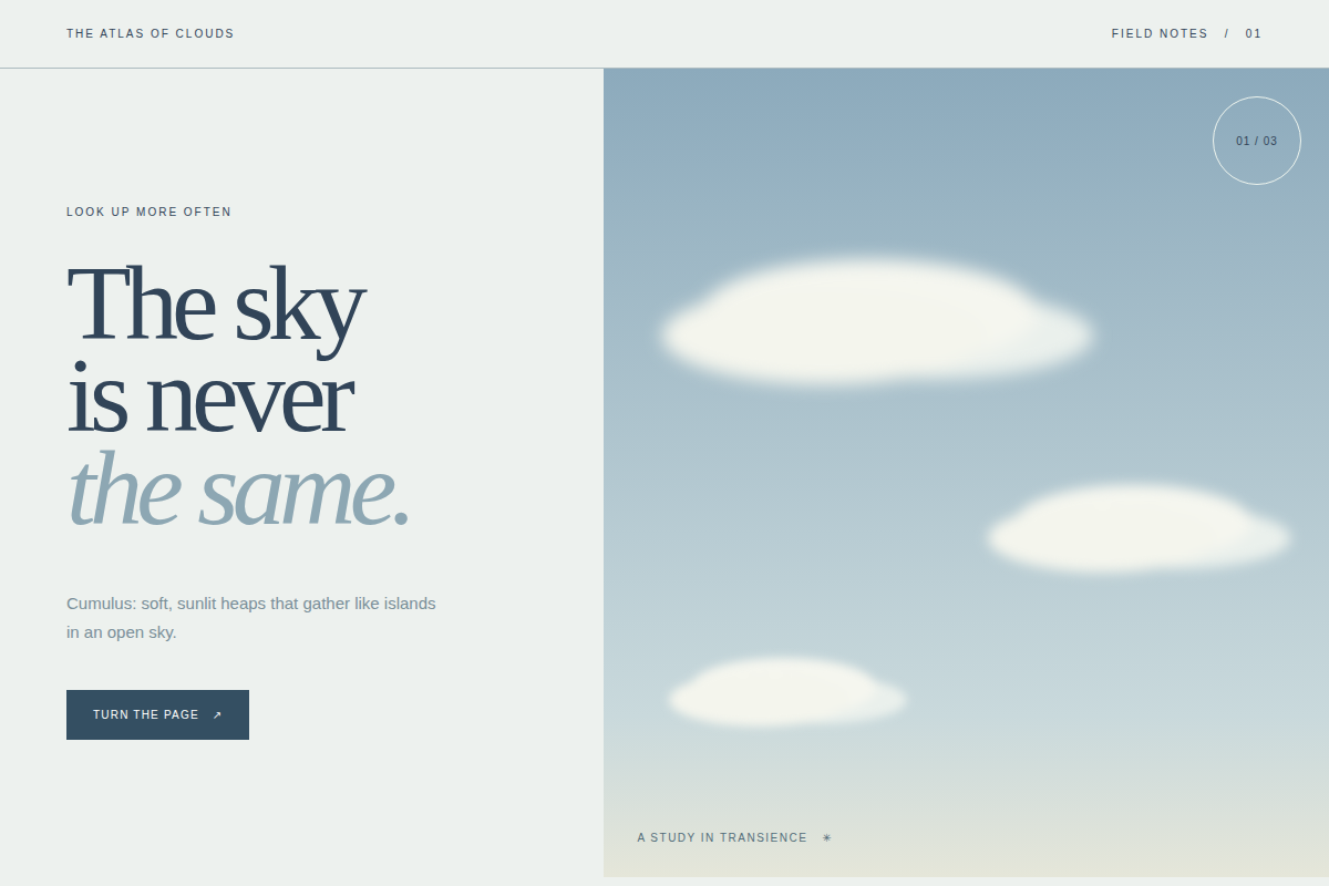Screenshot of Atlas of Clouds