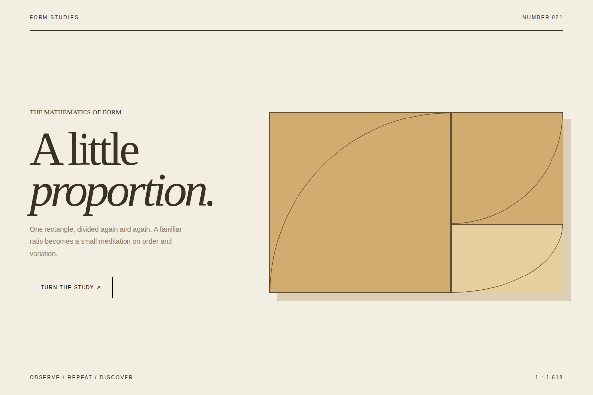 Screenshot of Golden Ratio Study