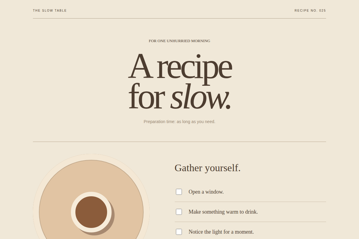 Screenshot of A Recipe for Slow