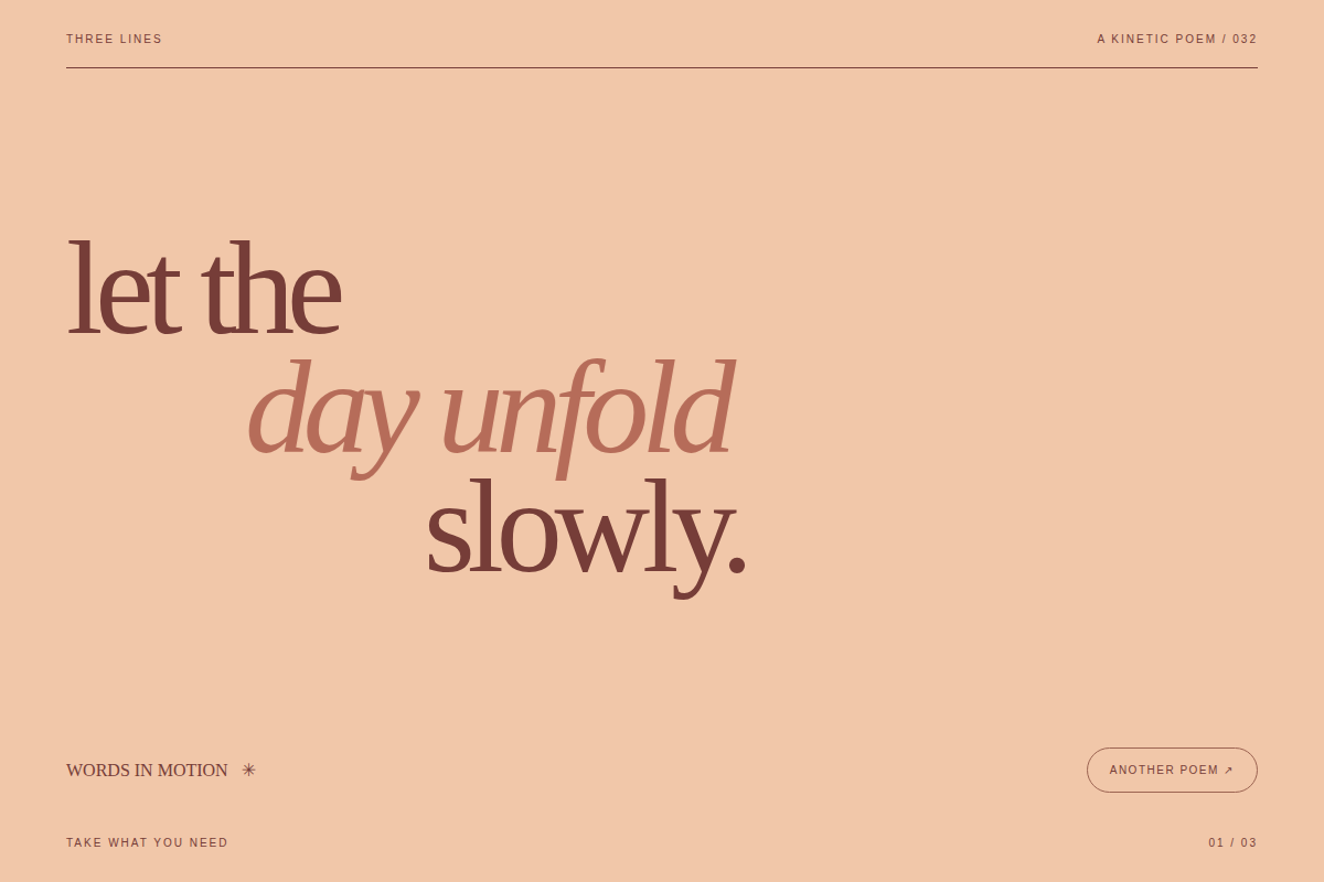 Screenshot of Kinetic Poem