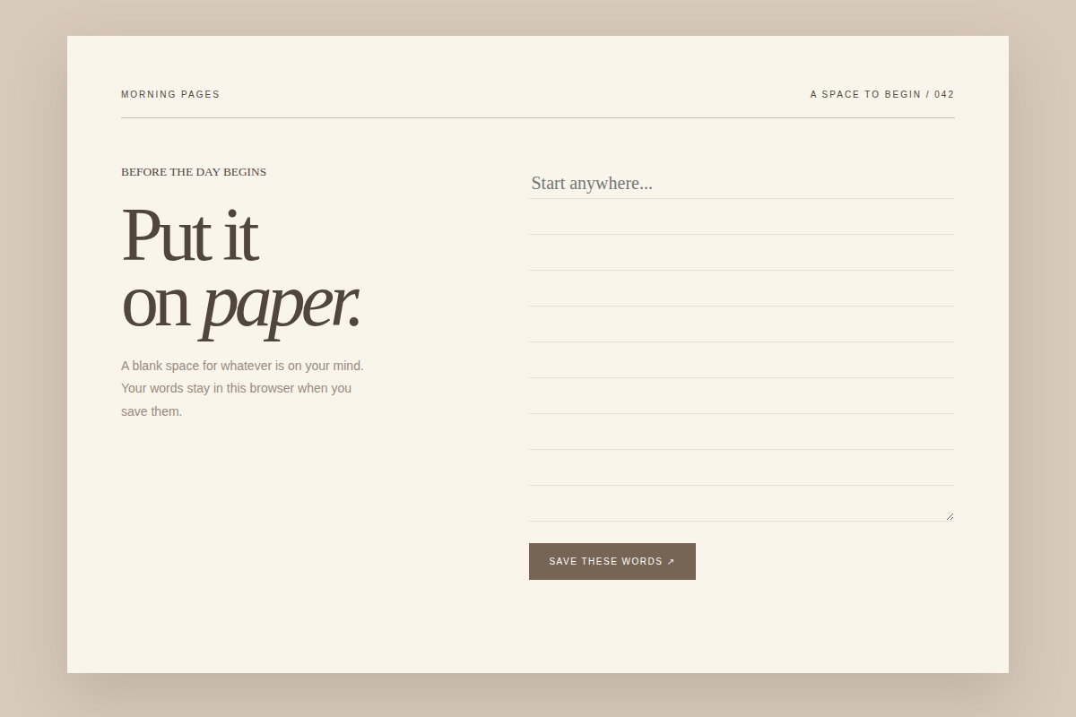 Screenshot of Morning Pages