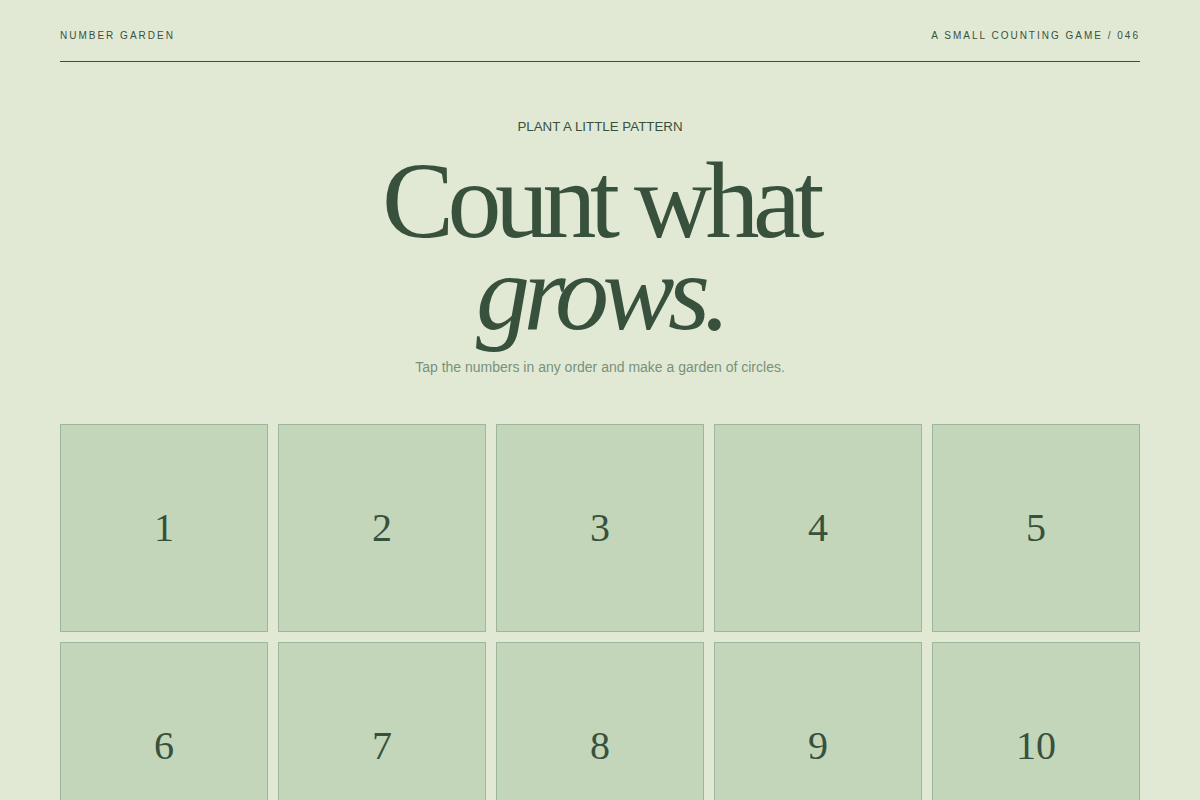 Screenshot of Number Garden