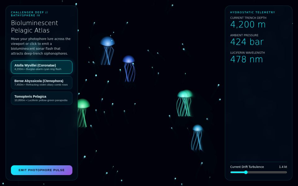 Hadal Zone 10,920m — Bioluminescent Abyss Observatory screenshot