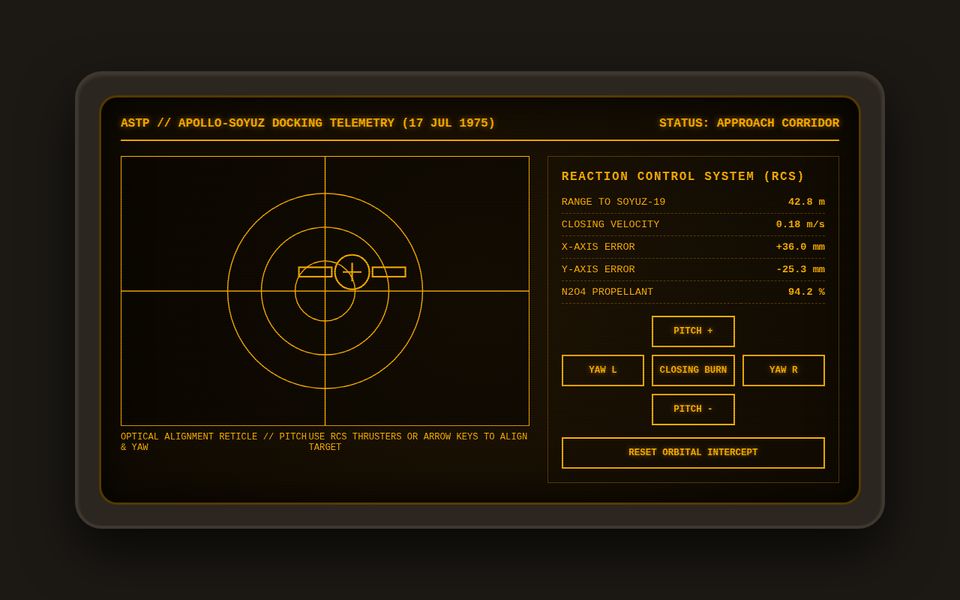Apollo-Soyuz 1975 — Amber CRT Orbital Docking Console screenshot