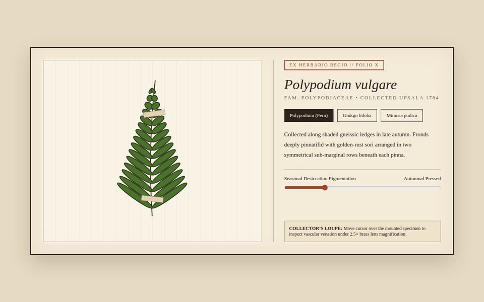 Hortus Siccus 1784 — Royal Linnaean Pressed Herbarium screenshot
