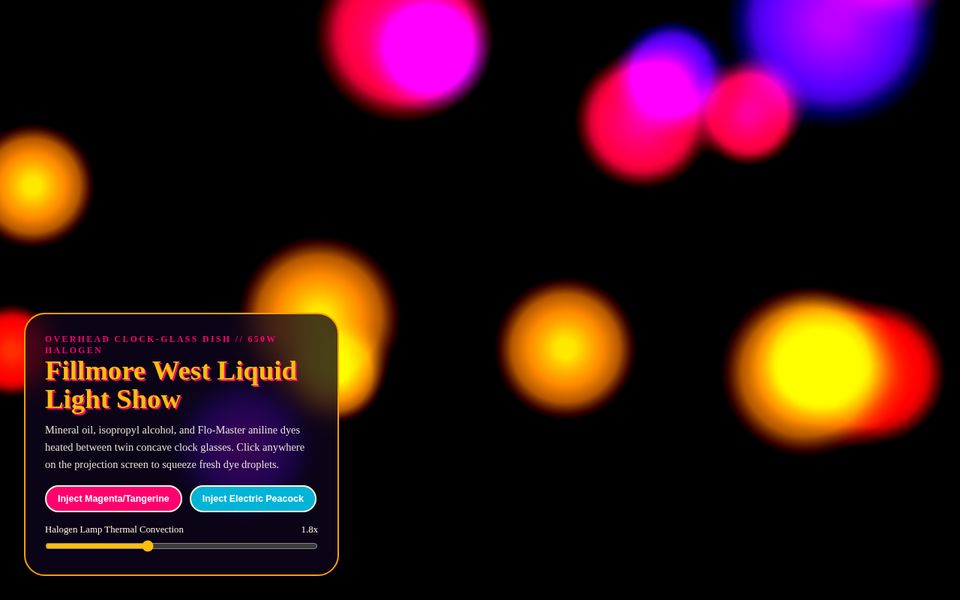 Fillmore West 1967 — Liquid Light Oil & Dye Projector screenshot