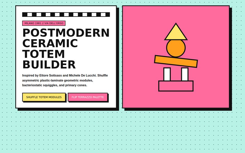 Ettore 1981 — Memphis Milano Postmodern Totem Studio screenshot
