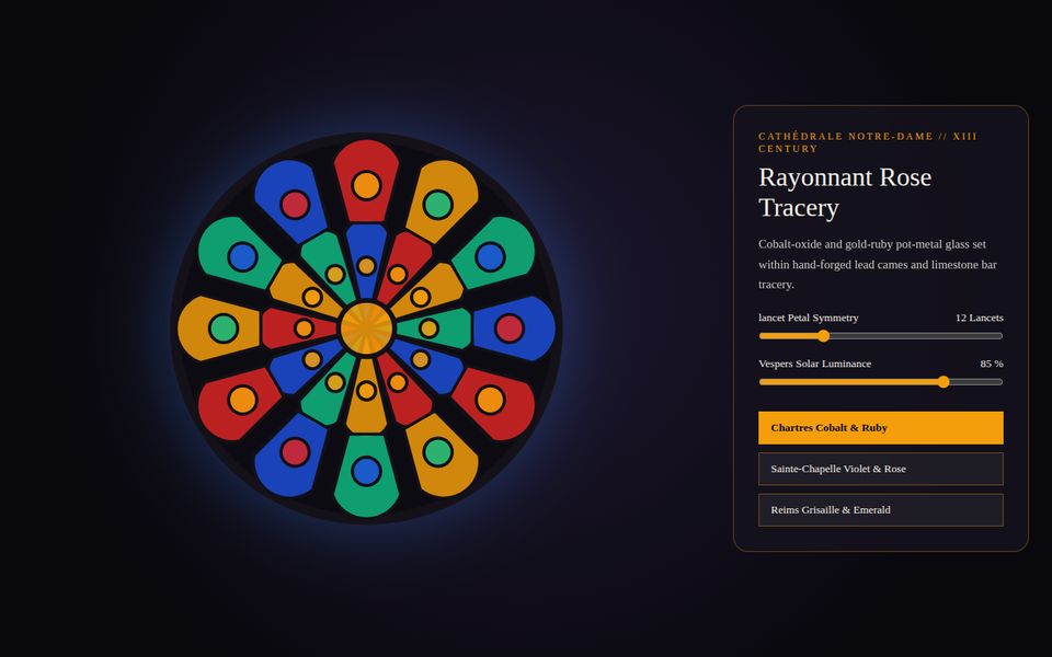 Chartres Rayonnant — Stained Glass Rose Window Atelier screenshot
