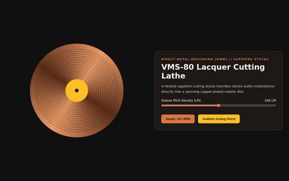 VMS-80 Mastering Lathe — Direct-to-Metal Copper Platter screenshot