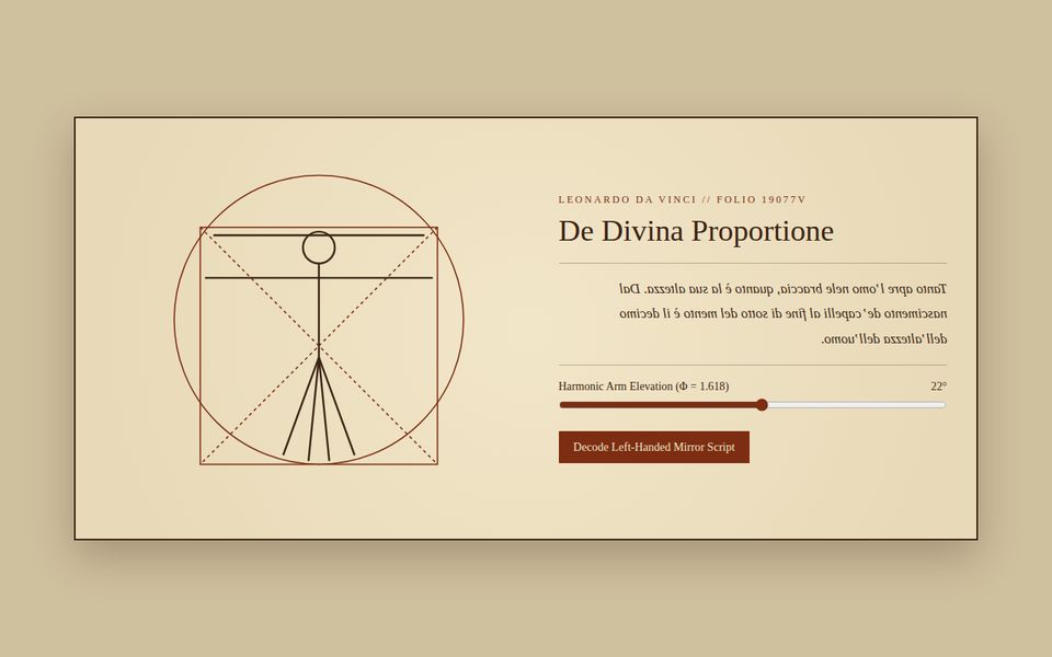 Codex Windsor 1490 — Renaissance Proportion & Mirror Script screenshot