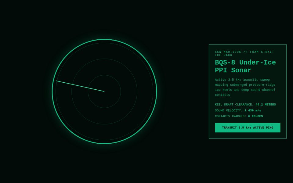 Arctic Under-Ice Sonar — Polar PPI Hydrophone Console screenshot