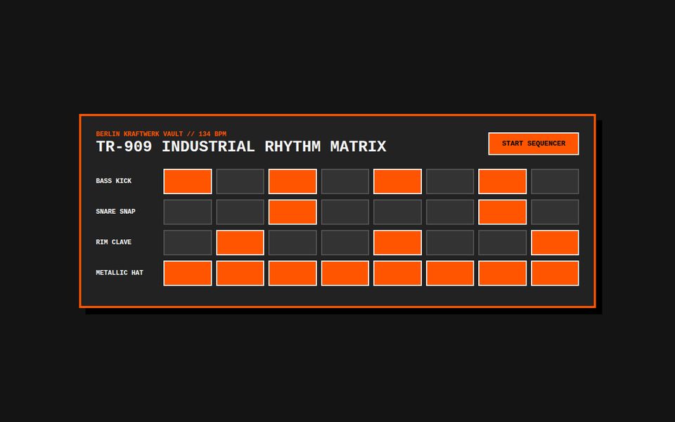 Tresor Concrete 909 — Brutalist Industrial Drum Matrix screenshot
