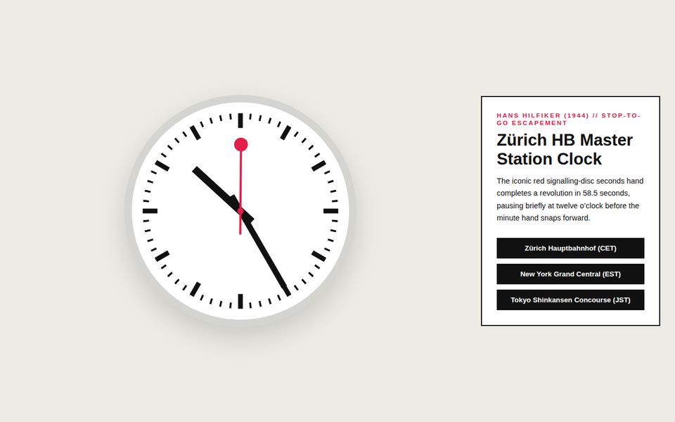 SBB CFF FFS 1944 — Hans Hilfiker Swiss Railway Clock screenshot