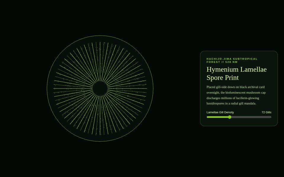 Mycena Chlorophos — Bioluminescent Spore Print Mandala screenshot