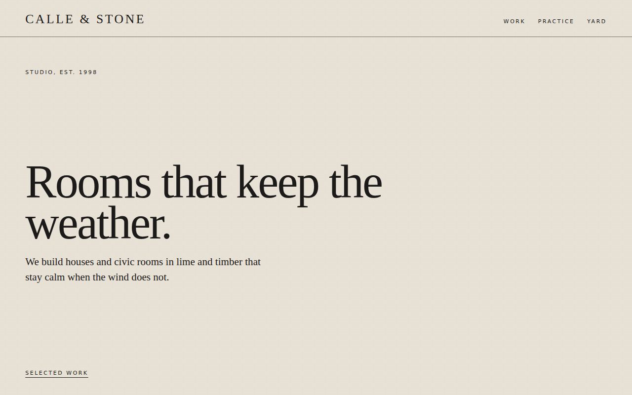 CALLE &amp; STONE — Rooms that keep the weather screenshot