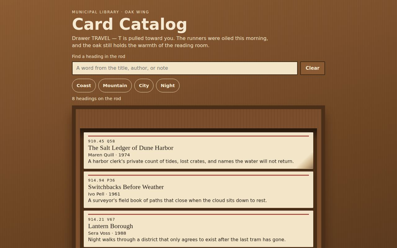 Card Catalog screenshot