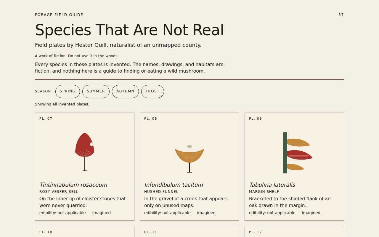 Forage Field Guide — Species That Are Not Real screenshot