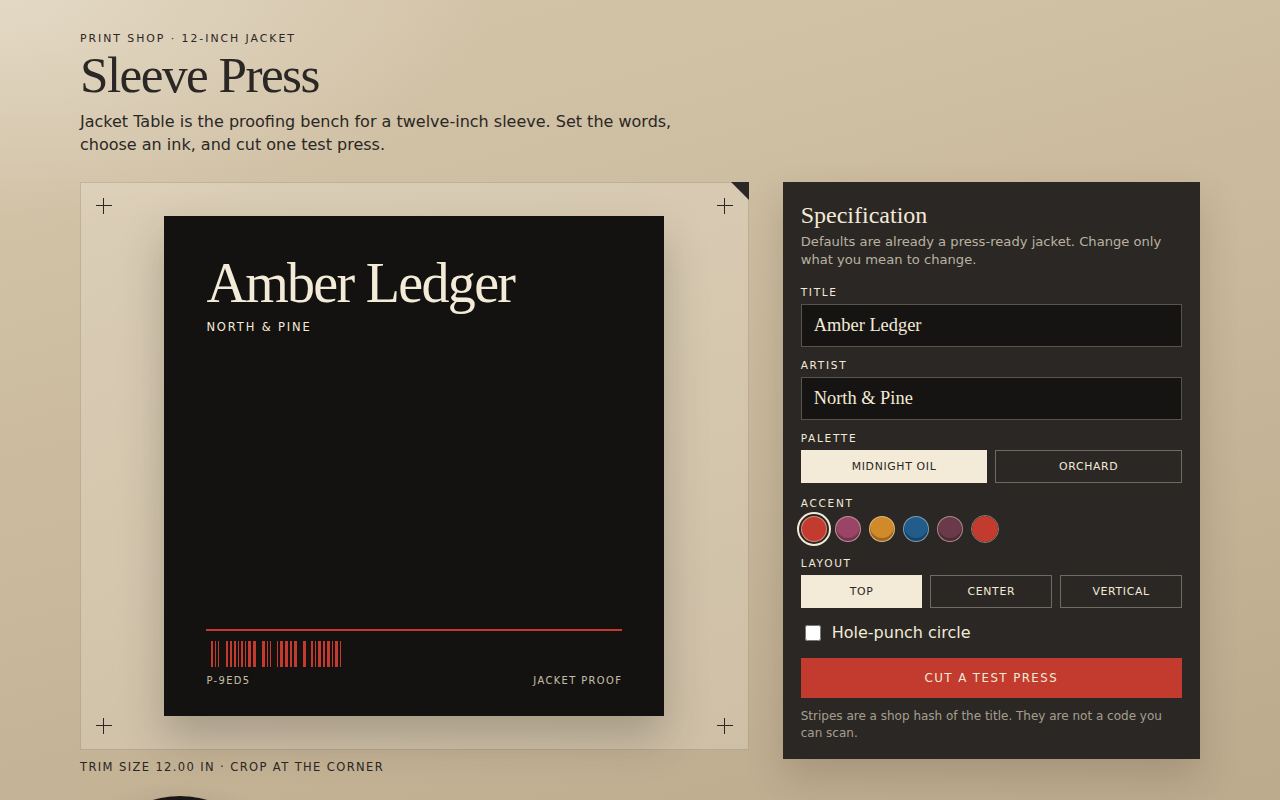 Sleeve Press screenshot