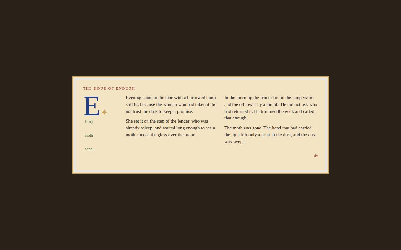 Scriptorium Leaf — The Hour of Enough screenshot