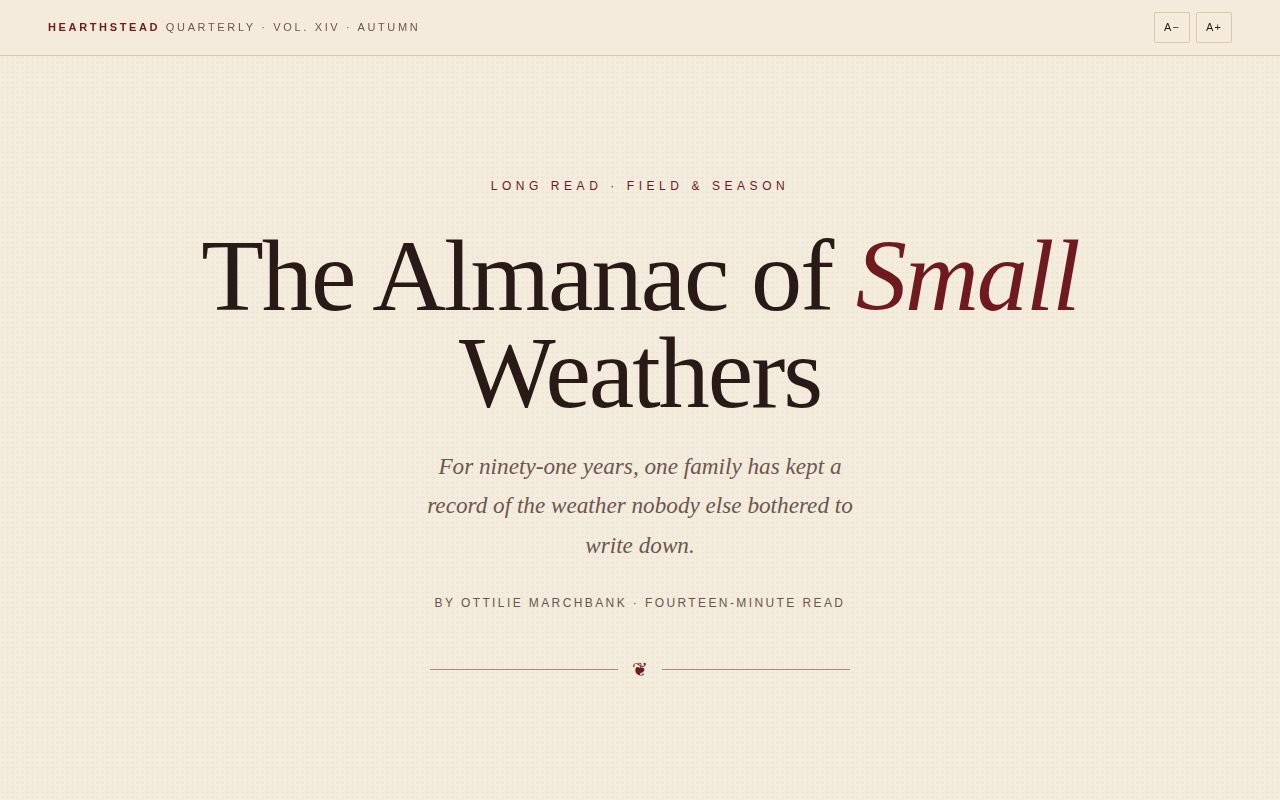 Screenshot of The Almanac of Small Weathers