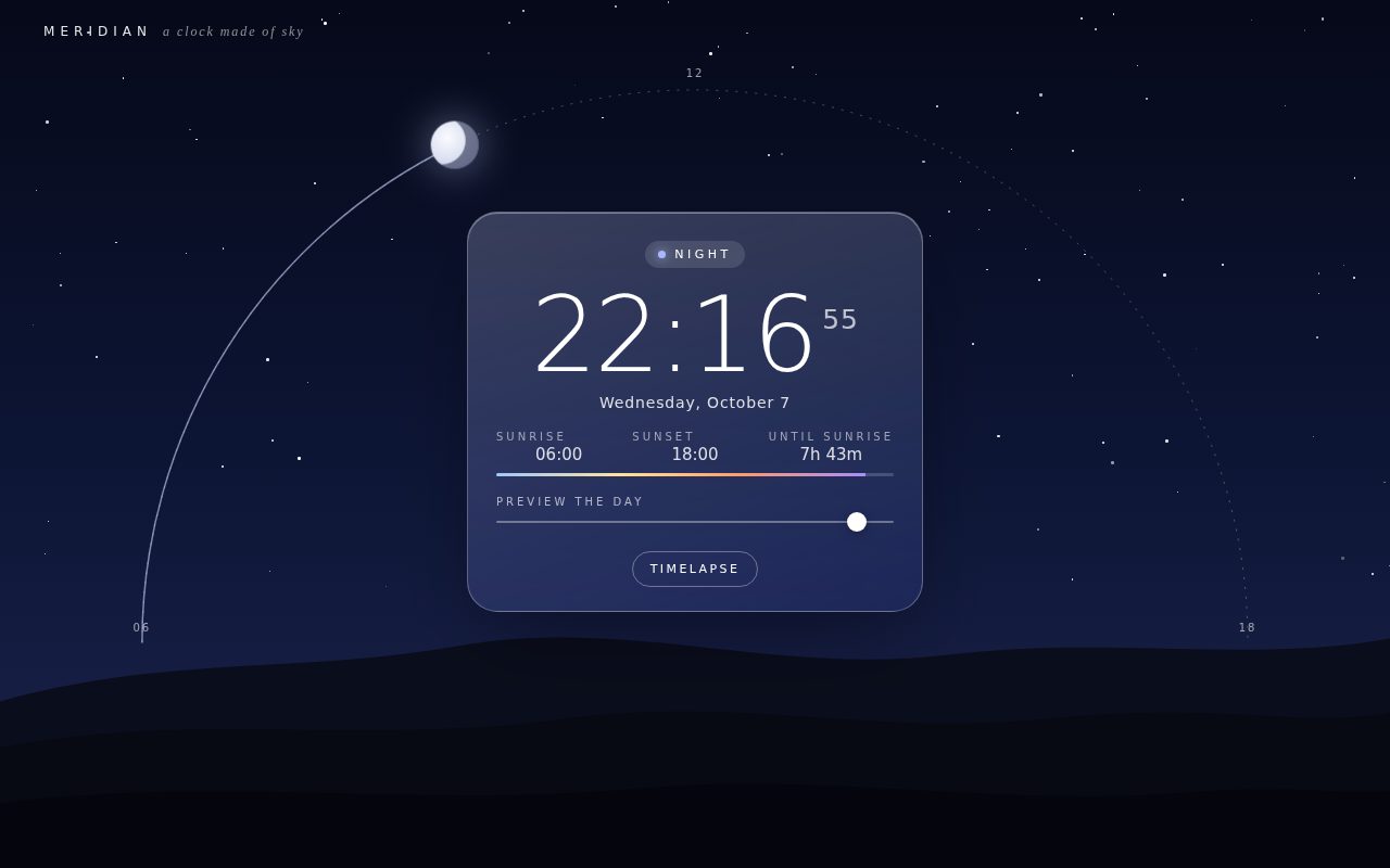 Screenshot of Meridian Sky Clock