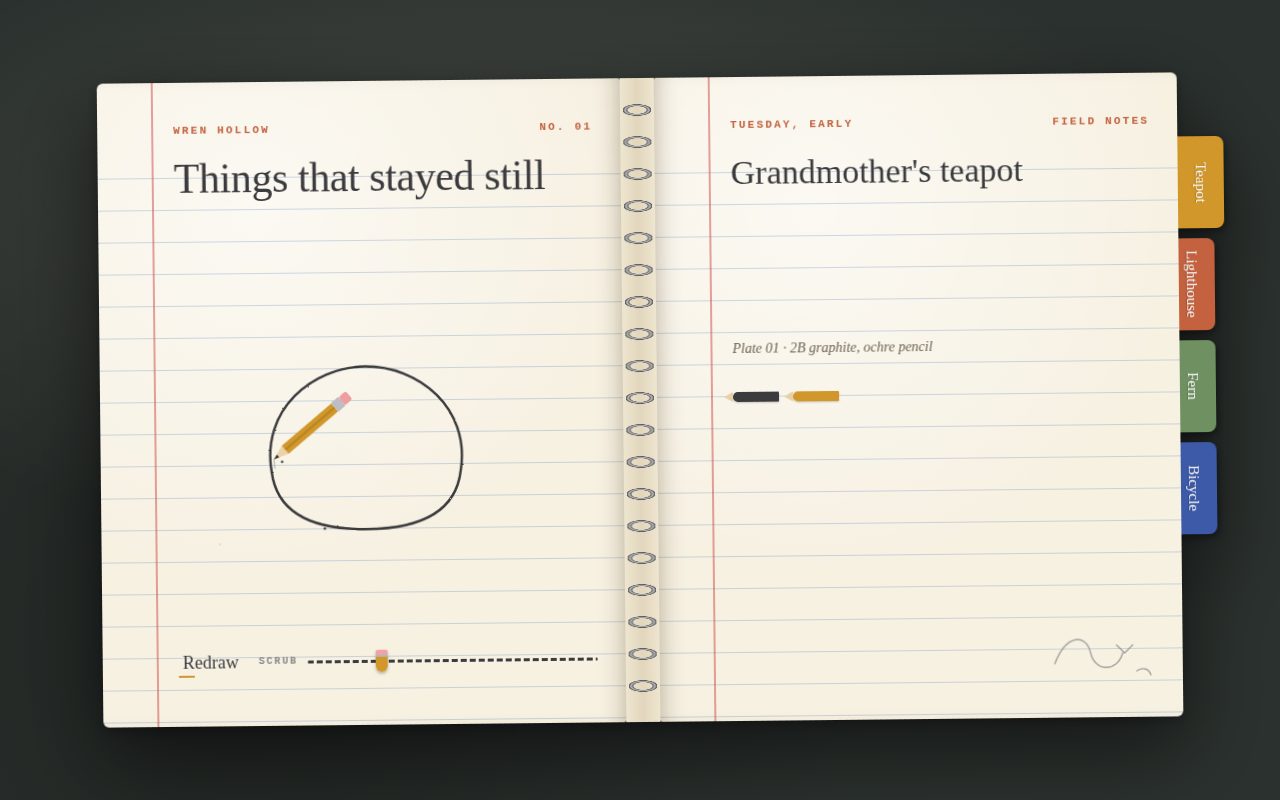 Screenshot of Wren Hollow Sketchbook