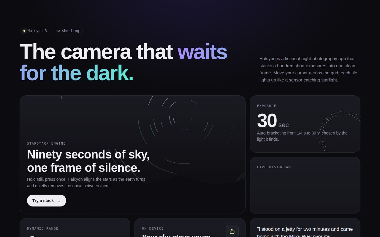 Screenshot of Halcyon Bento Spotlight