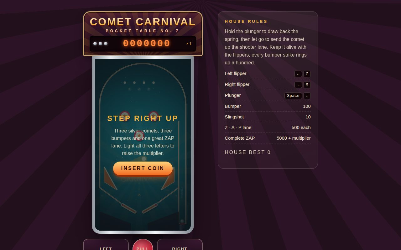 Screenshot of Comet Carnival Pinball
