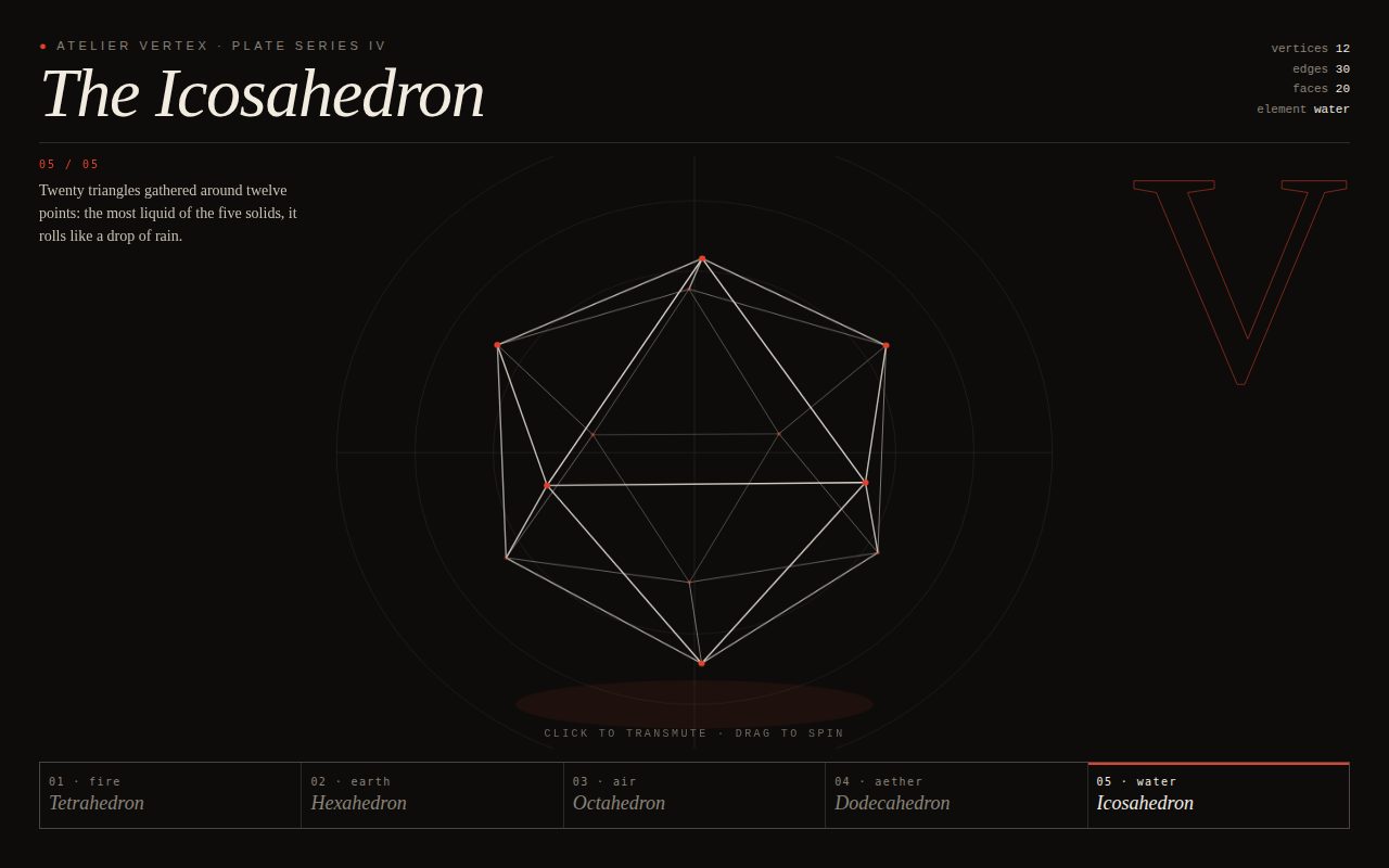 Screenshot of Platonic Catalogue
