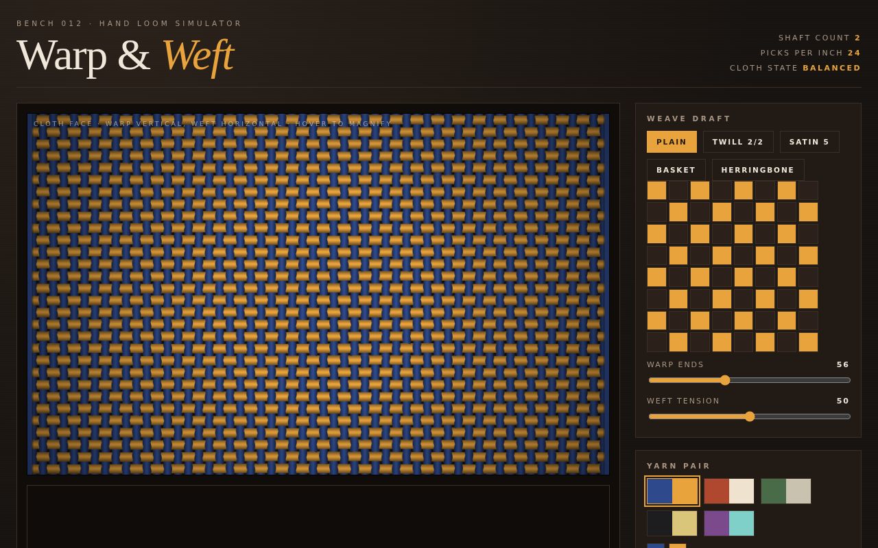 Screenshot of Woven Loom — Canvas Cloth Simulator with Loupe