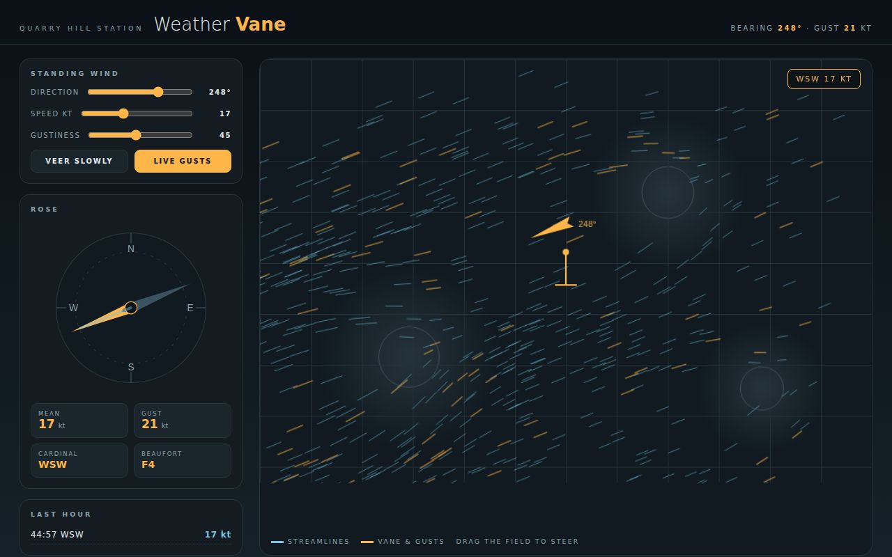 Screenshot of Weather Vane — Steer the Standing Wind