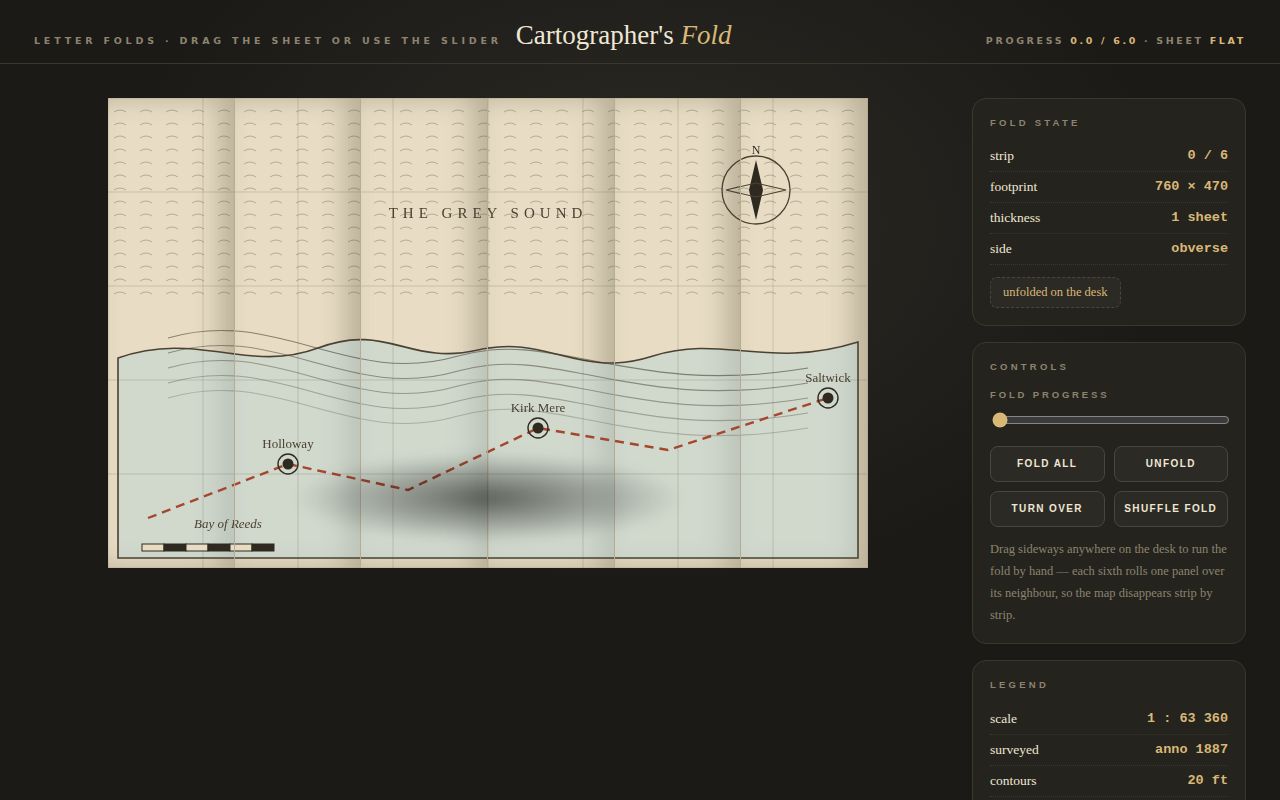 Screenshot of Cartographer's Fold — A Map You Fold By Hand