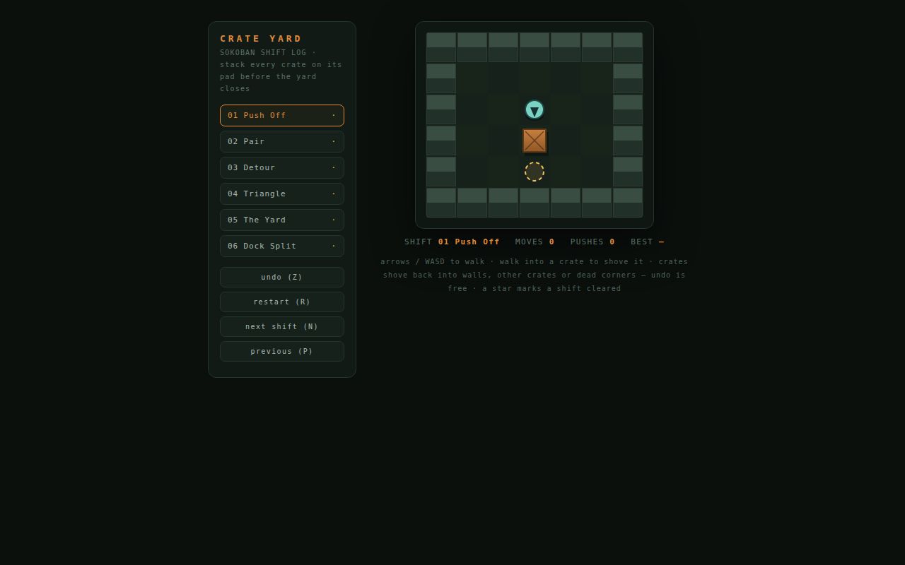 Screenshot of Crate Yard — Sokoban Shift