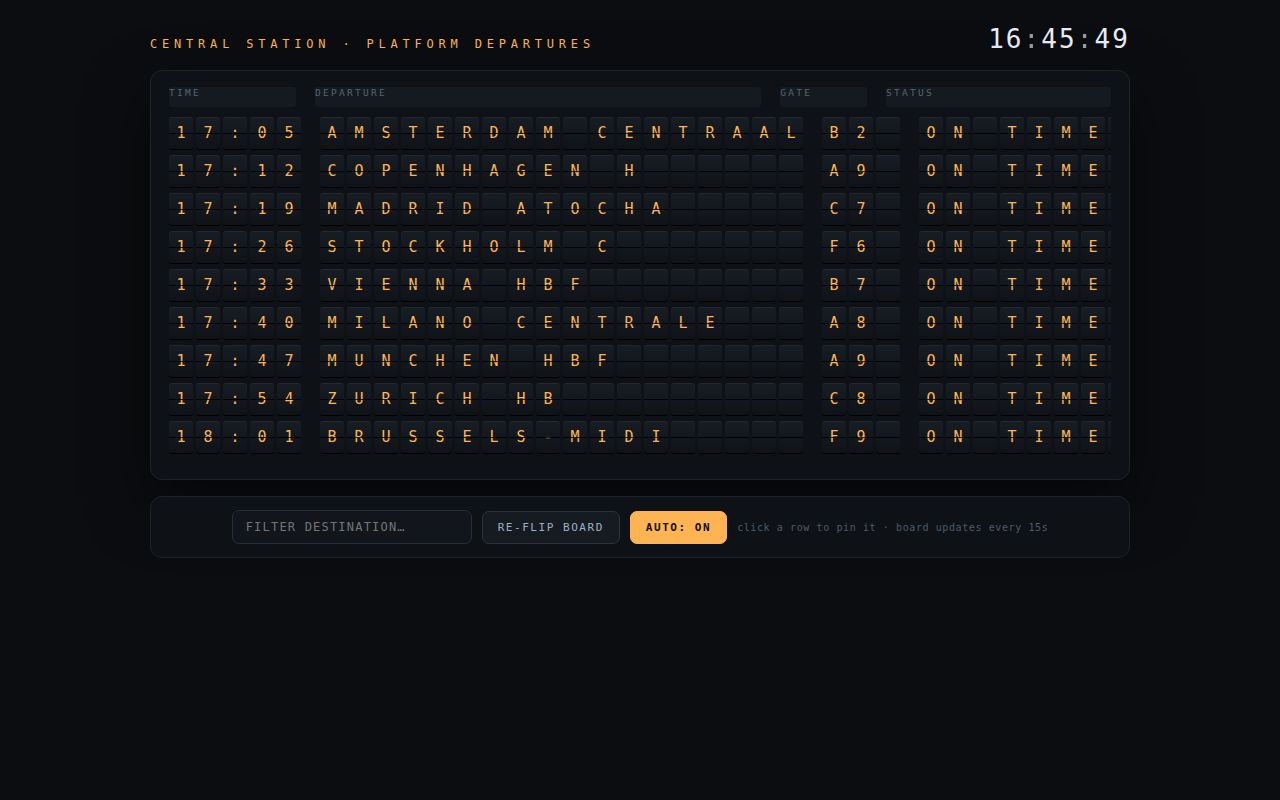 Screenshot of Flapboard — Split-Flap Departures