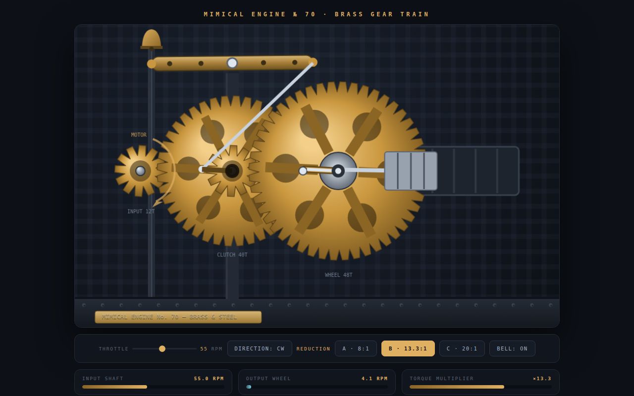 Screenshot of Mimical Engine № 70 — Brass Gear Train