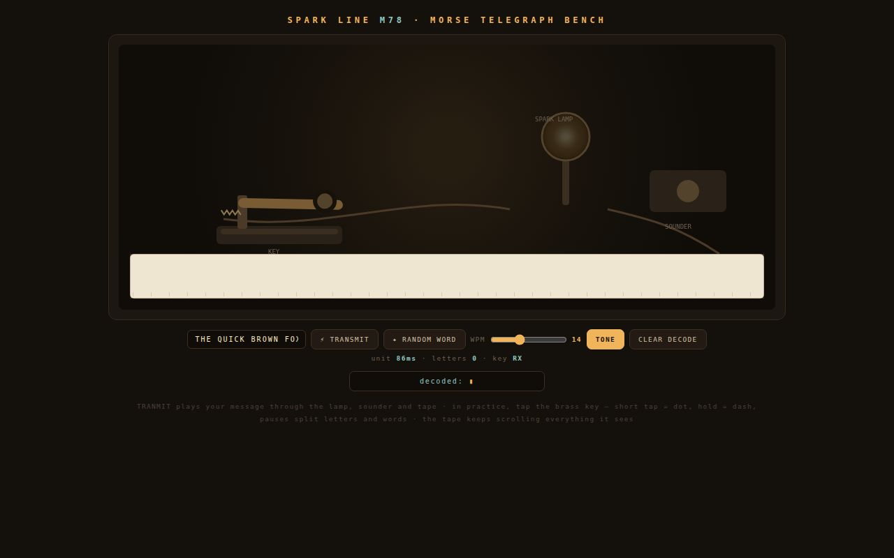 Screenshot of Spark Line — Morse Telegraph Bench