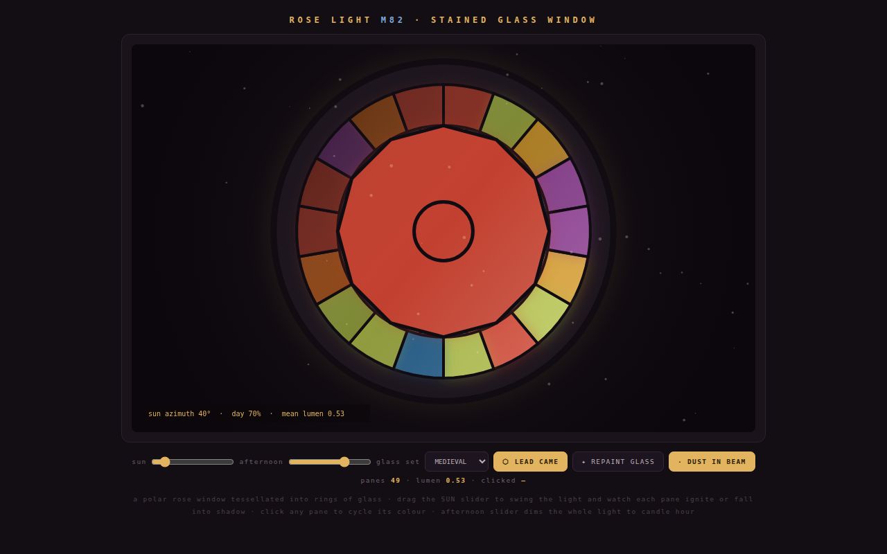 Screenshot of Rose Light — Stained Glass Window