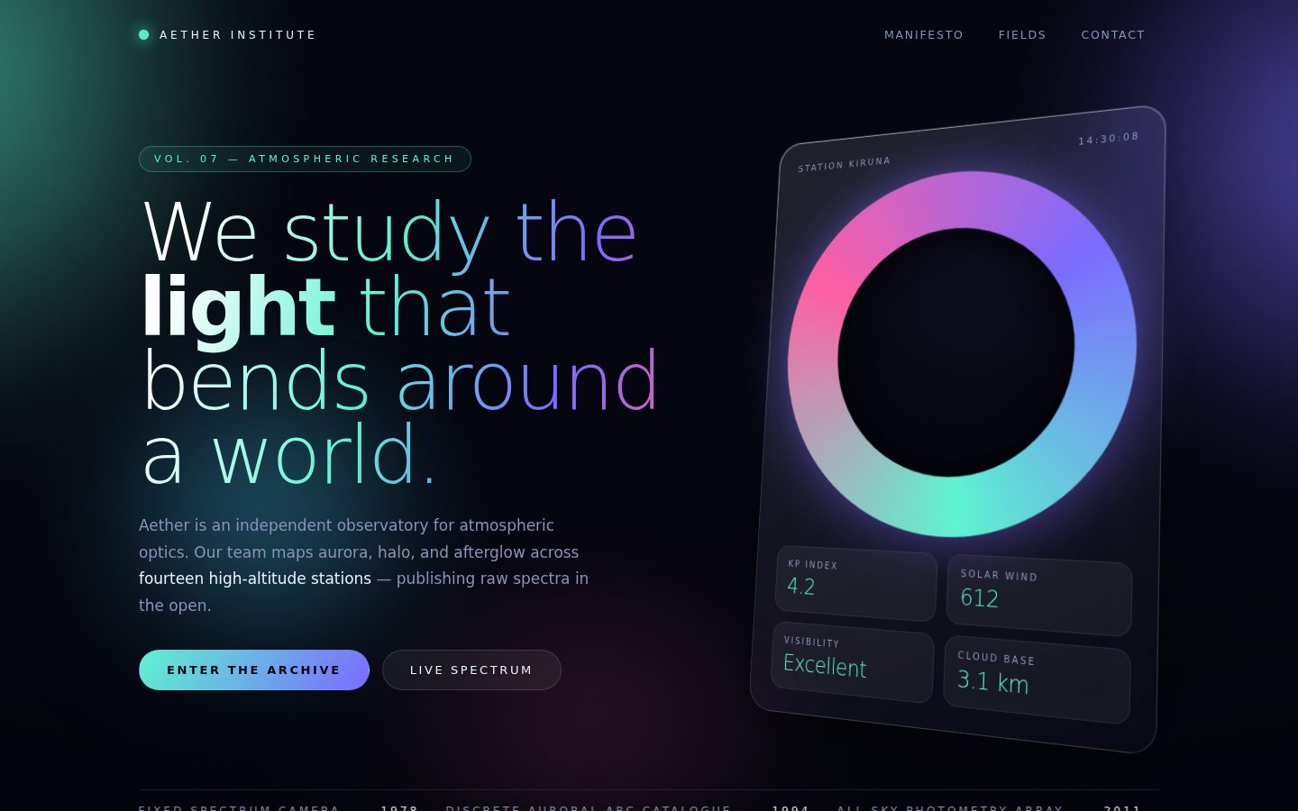 Aurora Glass — Aether Institute screenshot