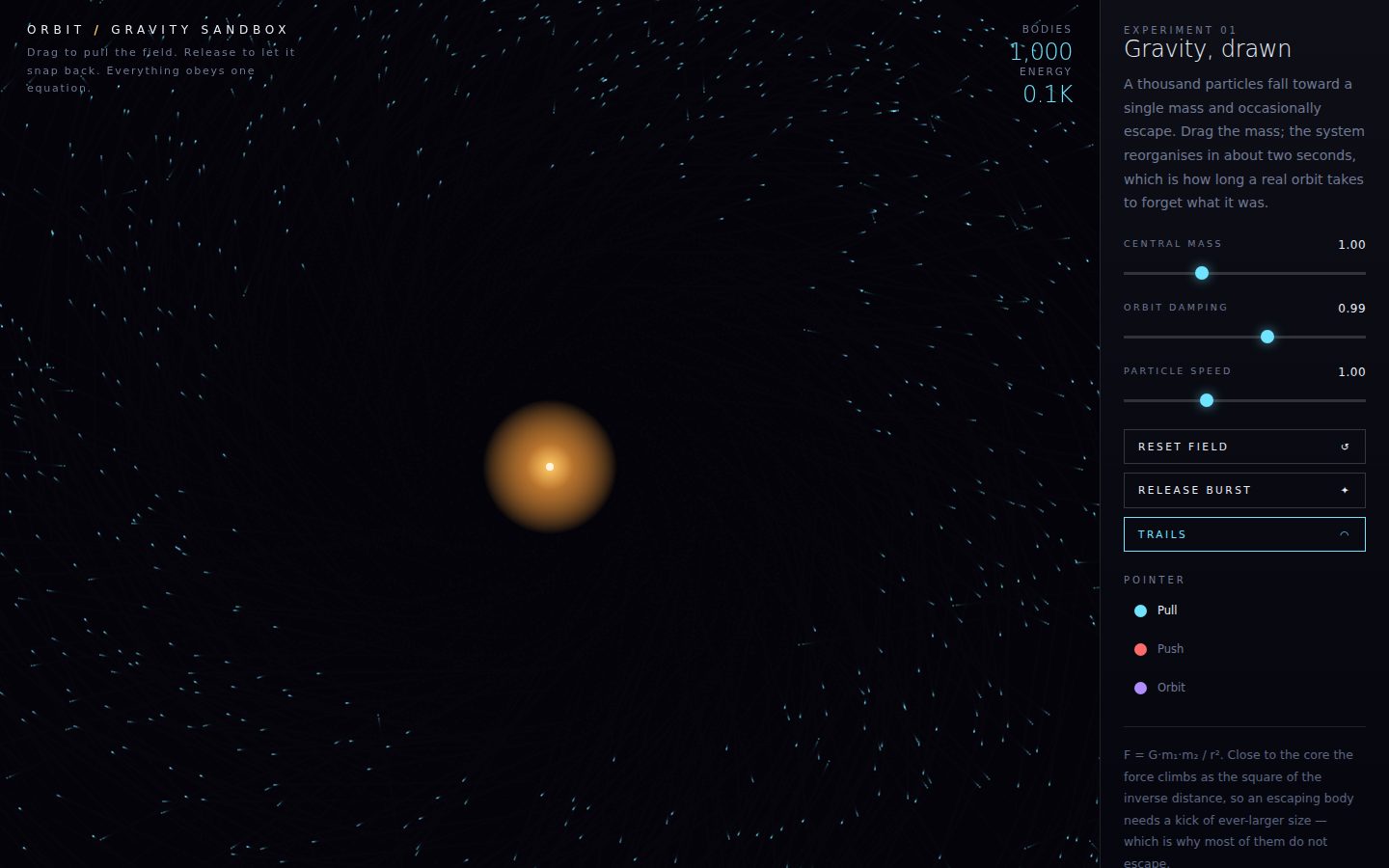 ORBIT — A gravity sandbox screenshot
