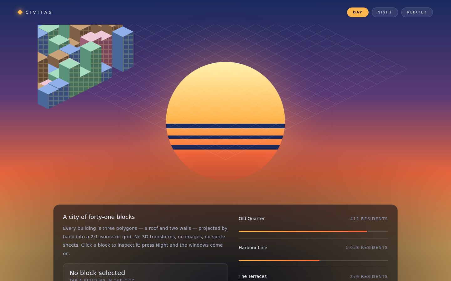 CIVITAS — An isometric city that lives screenshot
