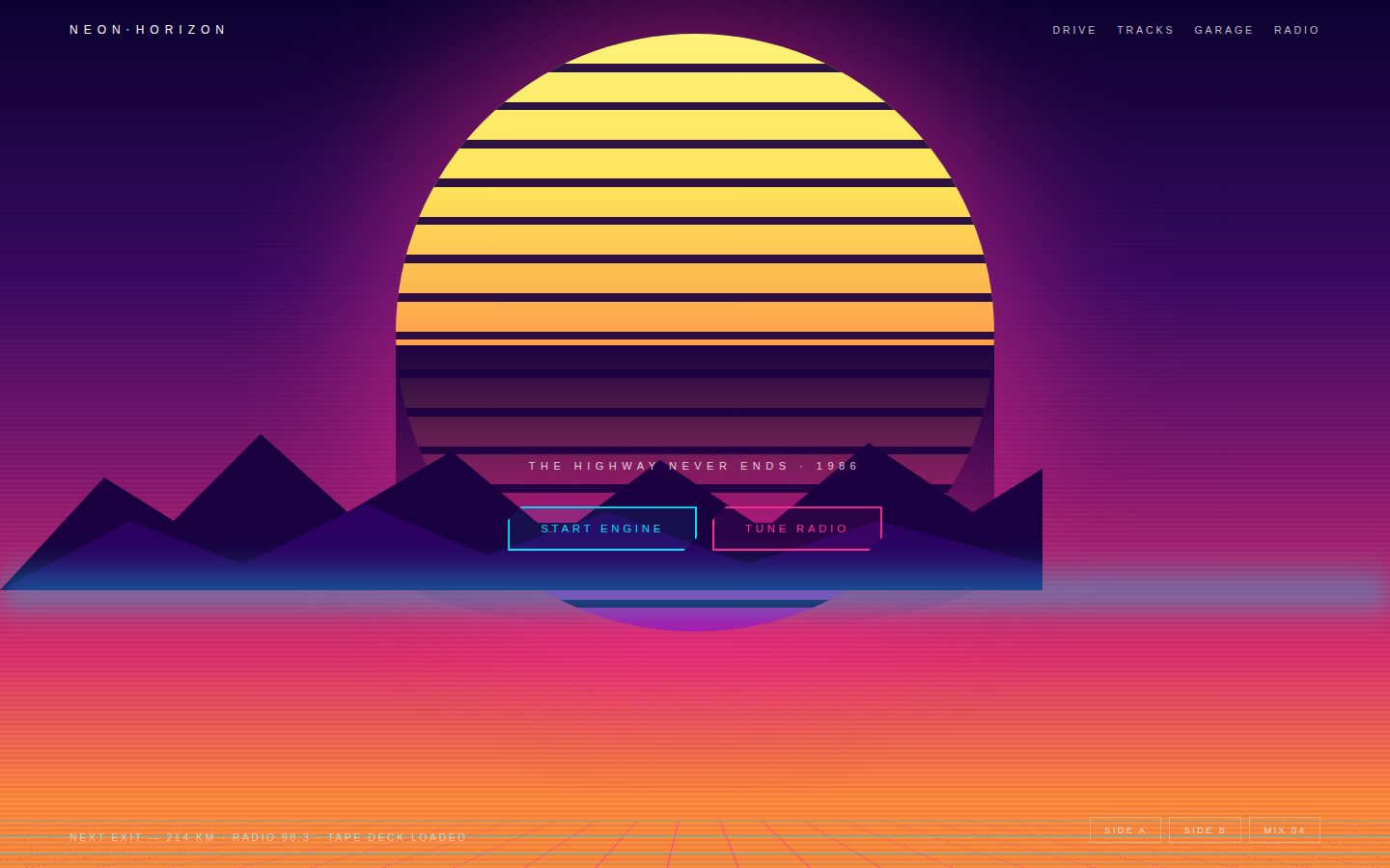 NEON HORIZON — Outrun tribute screenshot